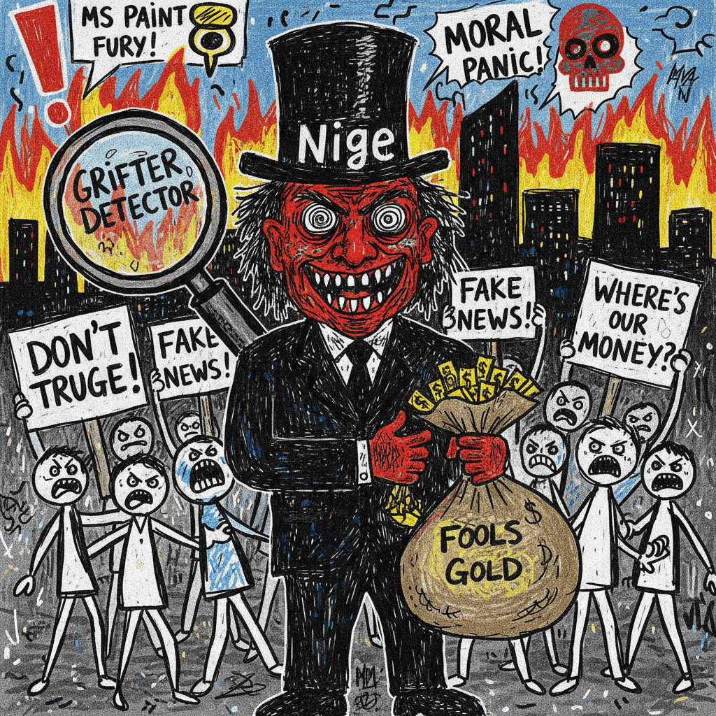 Nige is a grifting fuck, rendered in MS Paint fury