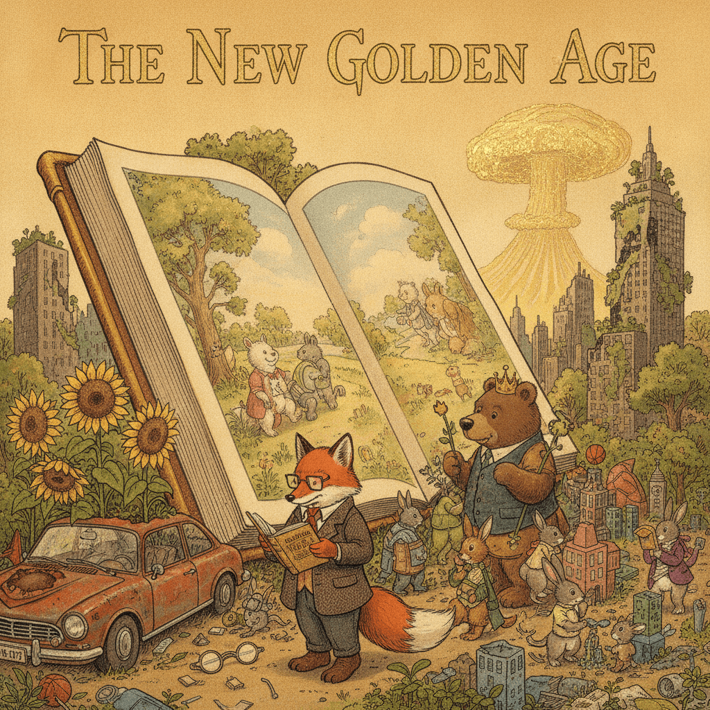 Humans extinct, animals inherit the earth via Little Golden Book