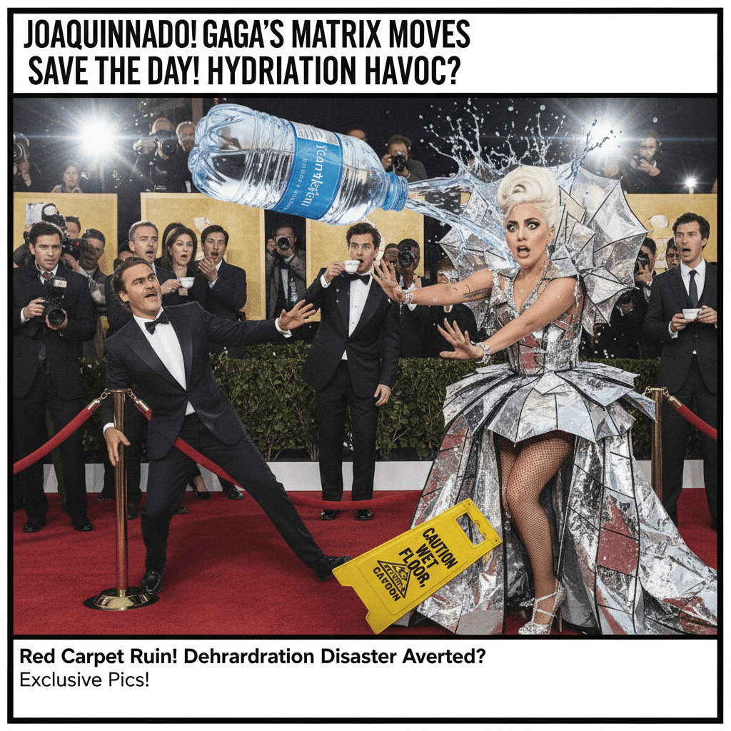 joaquin nearly commits beverage homicide, lady gaga's reflexes tested
