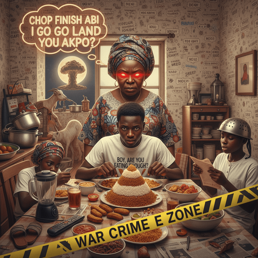 mom staring intensely while you eat is a universal war crime