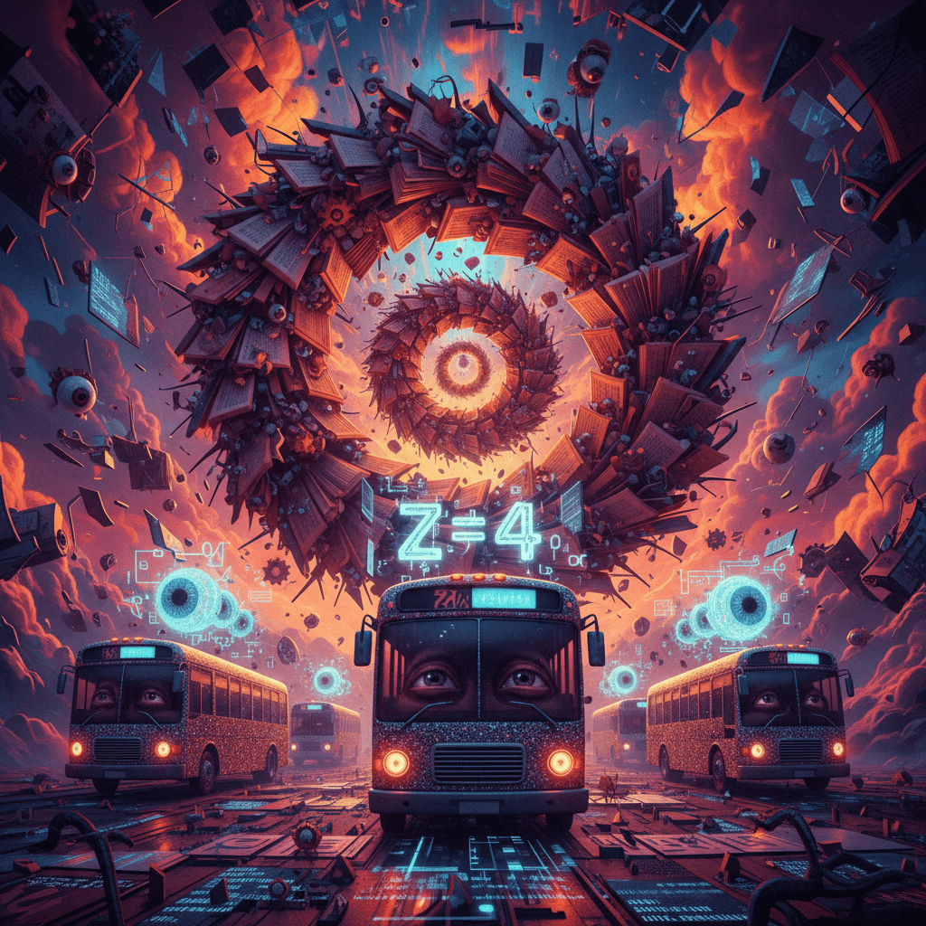 book-frower spirals while sparkly buses contemplate Z=4 despair