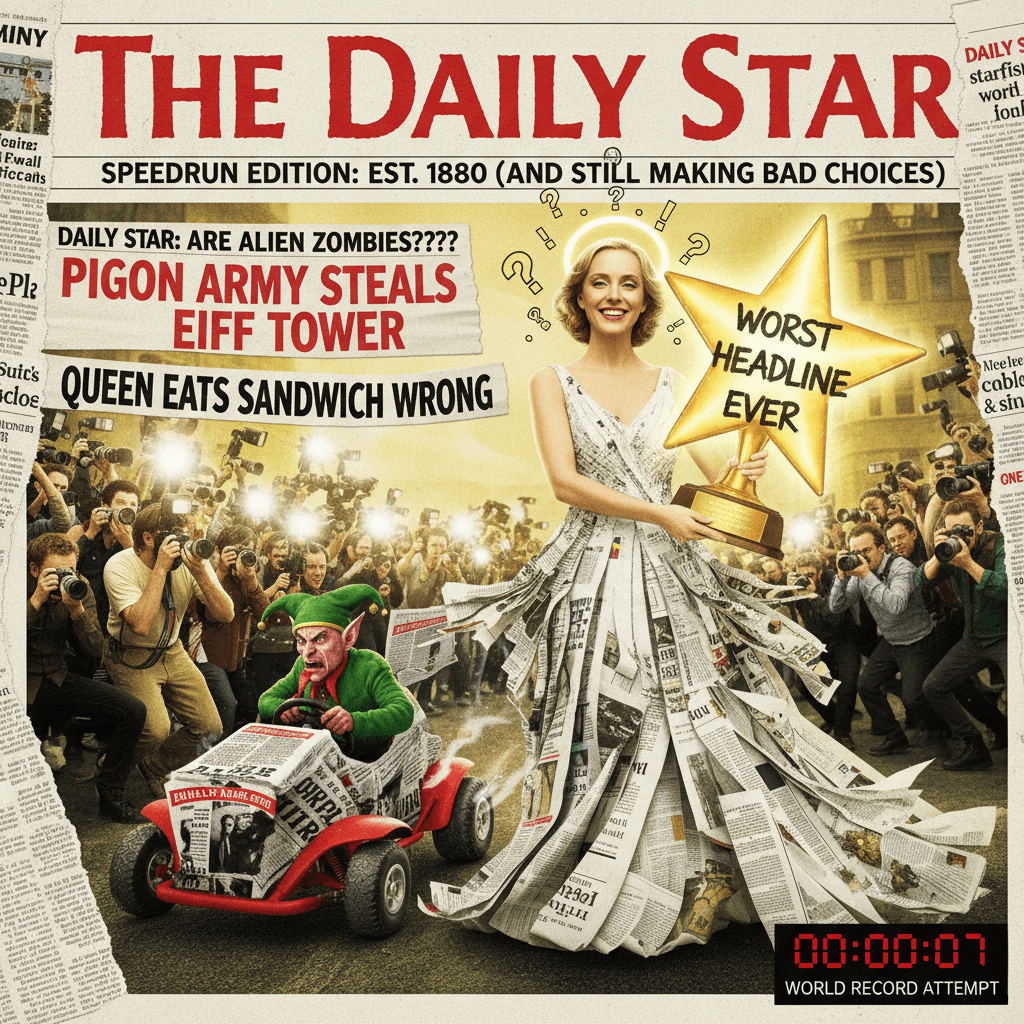 daily star speedruns worst possible headline while woman smiles peacefully