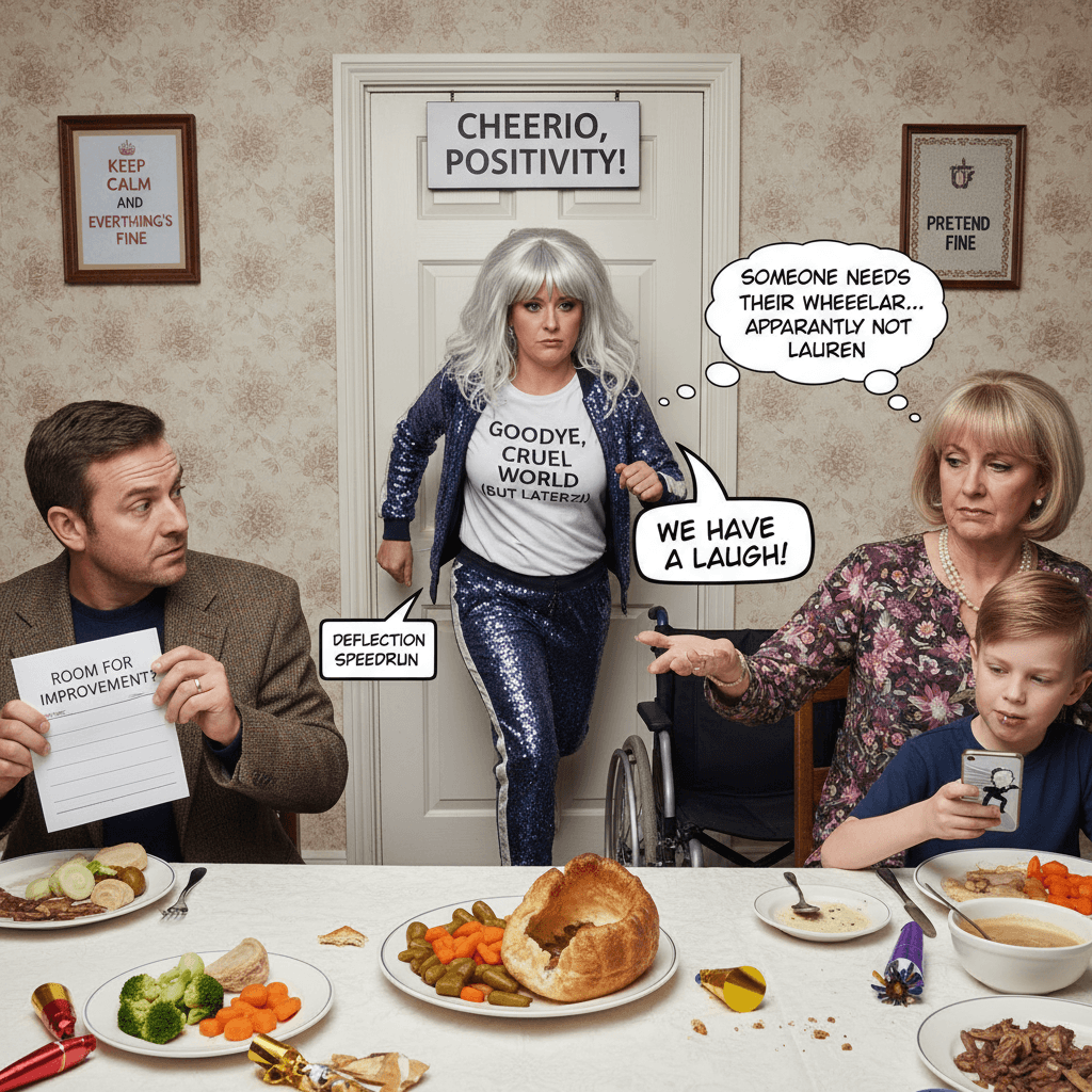 Lauren avoids feedback like it's a wheelchair, says 'we have a laugh' and dips