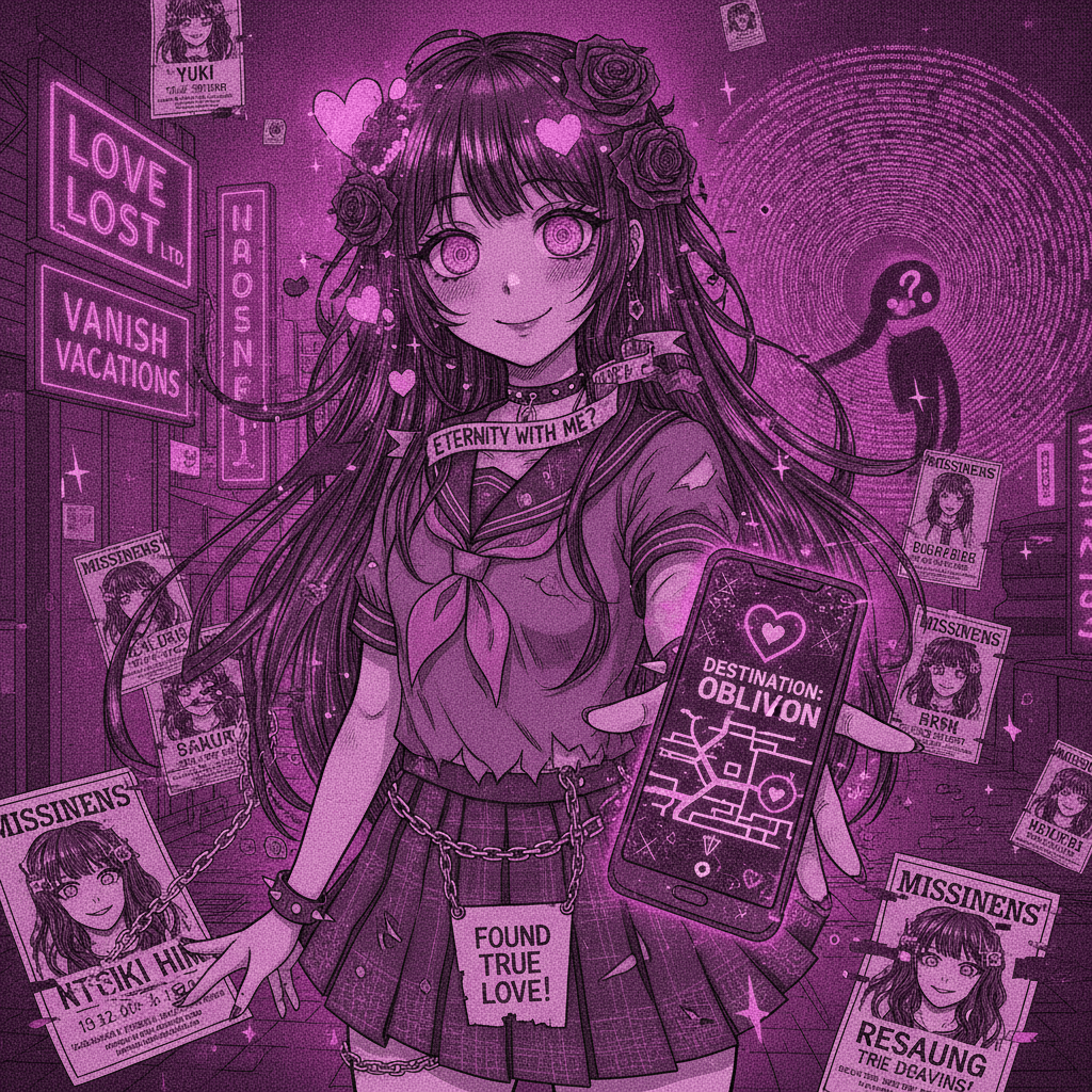 Anime girl invites you to disappear. Romantically concerning.