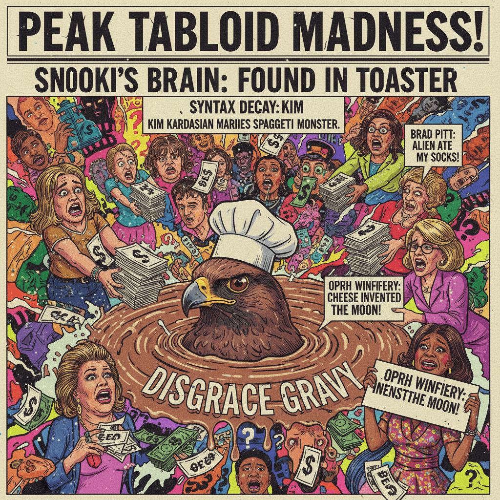 hawk disgrace gravy bets: peak tabloid madness with syntax decay