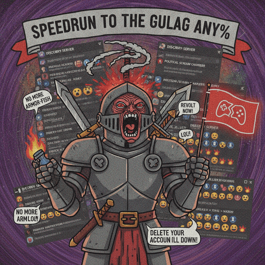 Went from armor puns to violent revolution rhetoric speedrun