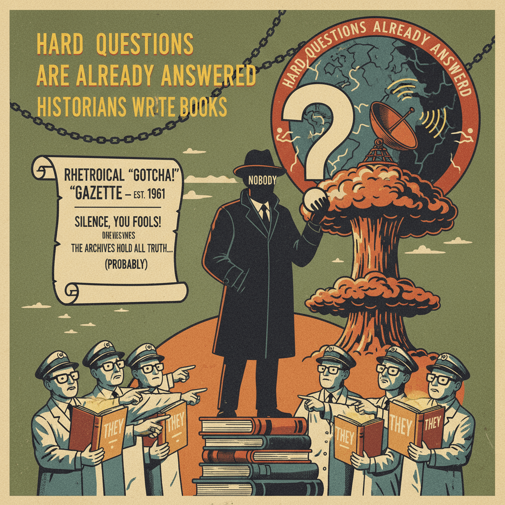 nobody asks the hard questions (they do, historians wrote books)