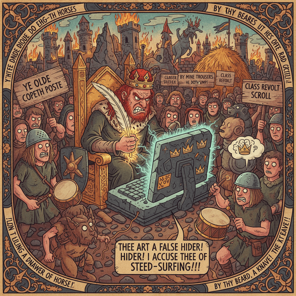 Unhinged royalty rant with zero chill and maximum dick-riding accusations