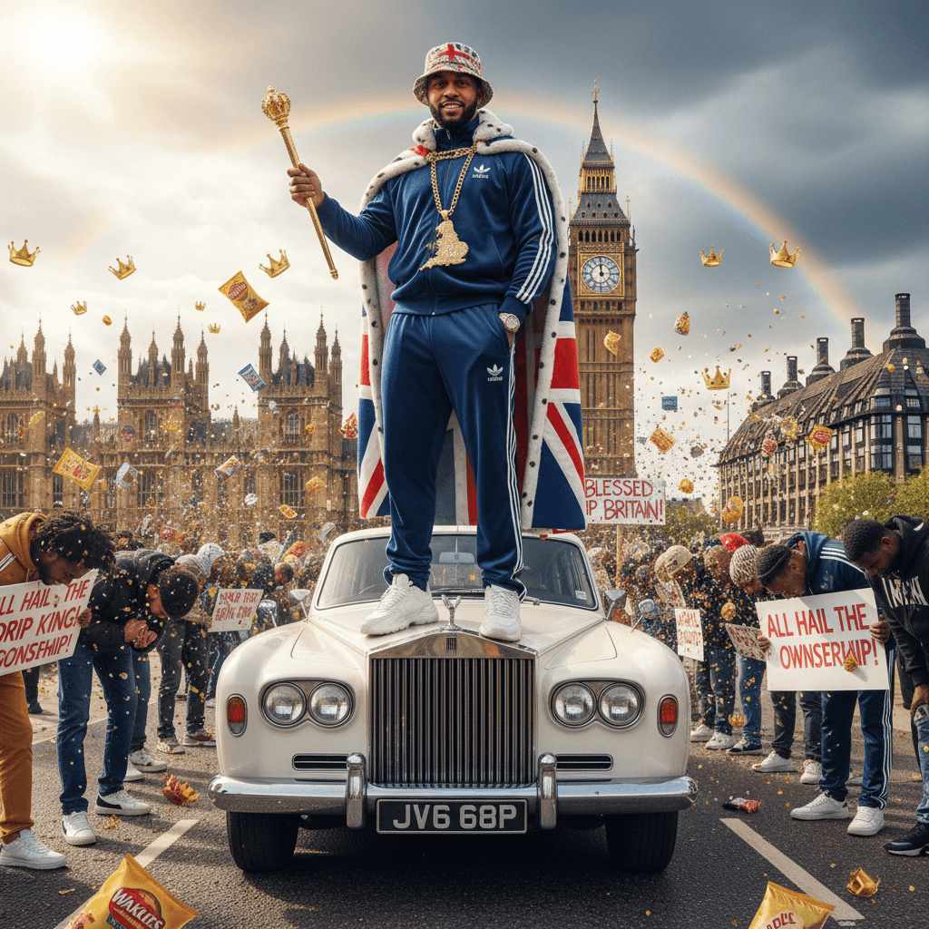 Man in Adidas drip poses with Rolls-Royce like he owns Britain