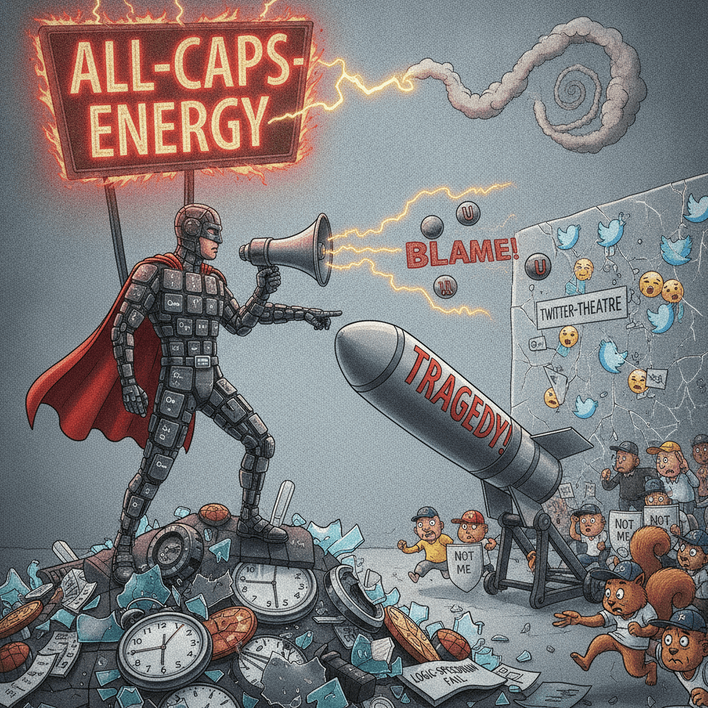 MP weaponizes tragedy with caps lock and zero logical throughline