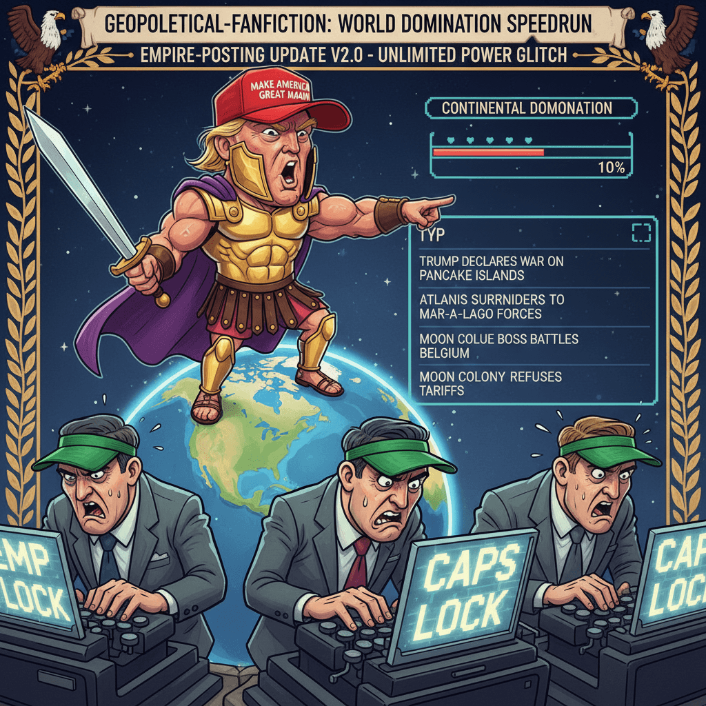 Trump hints at continental conquest, journalists discover caps lock