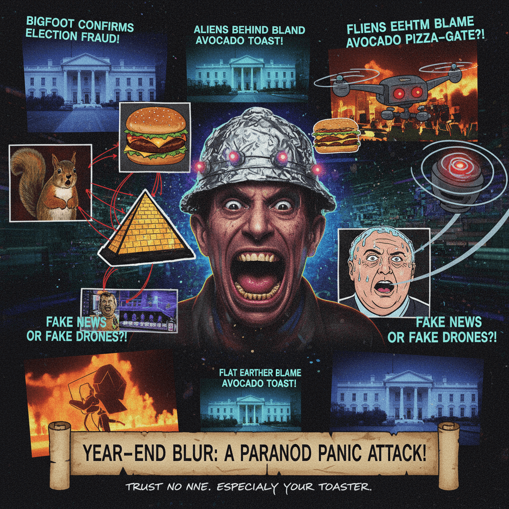 Year-end montage but make it unhinged political conspiracy comedy