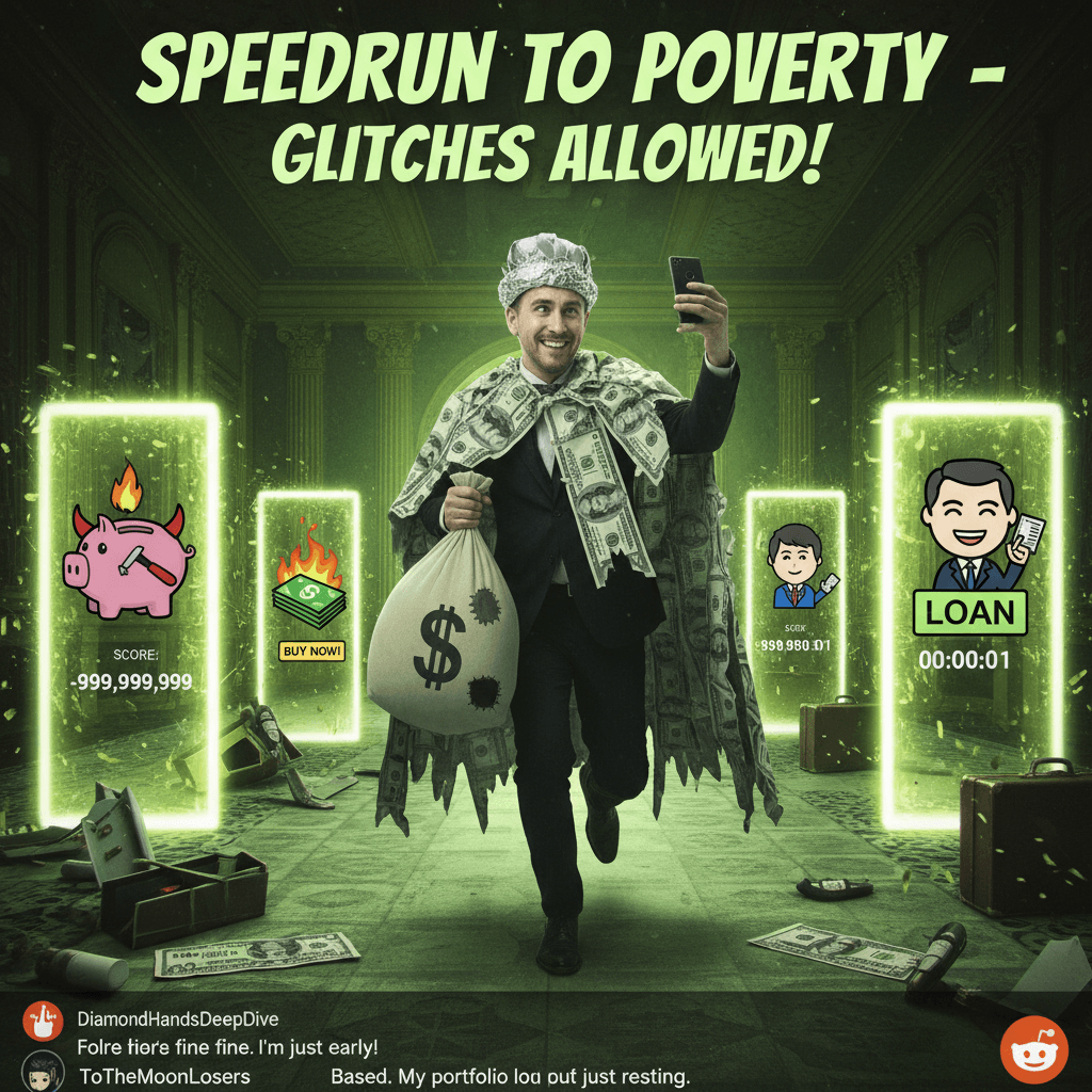 Bankruptcy speedrun any% with fraudulent side quests