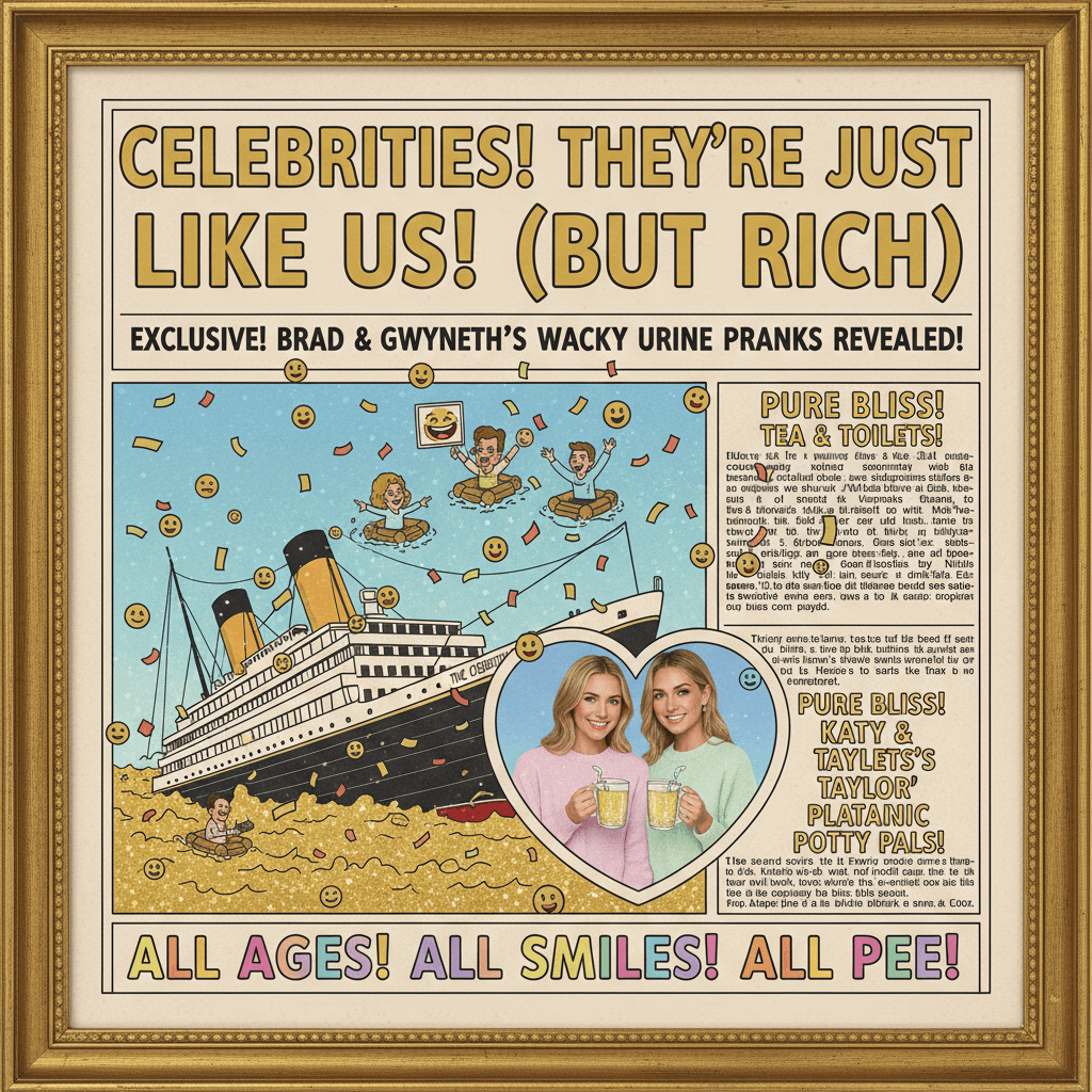 Tabloid discovers celebrities have normal friendships, urgently reports pee joke