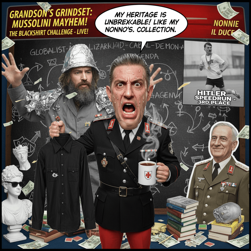 Grandson of fascist dictator really said 'hold my blackshirt' on live TV