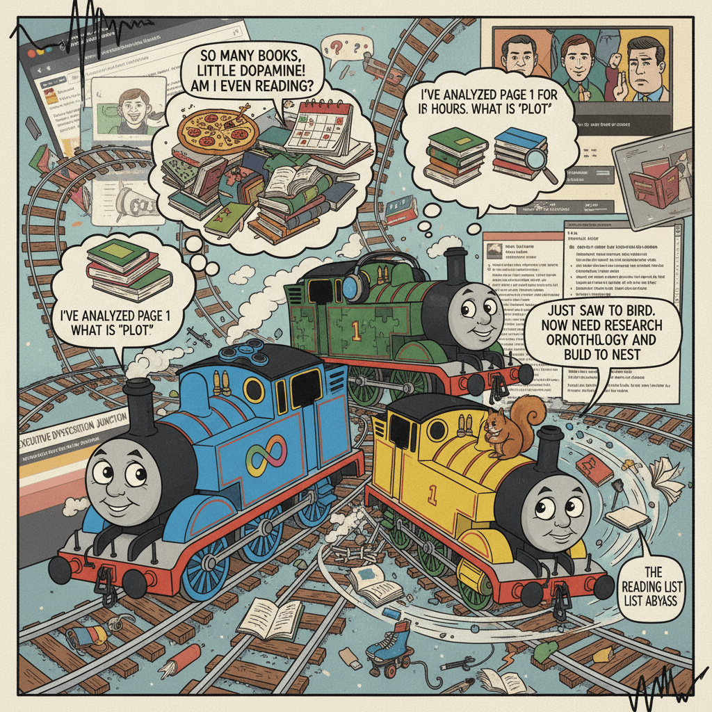 neurodivergent trains having an existential crisis about reading habits