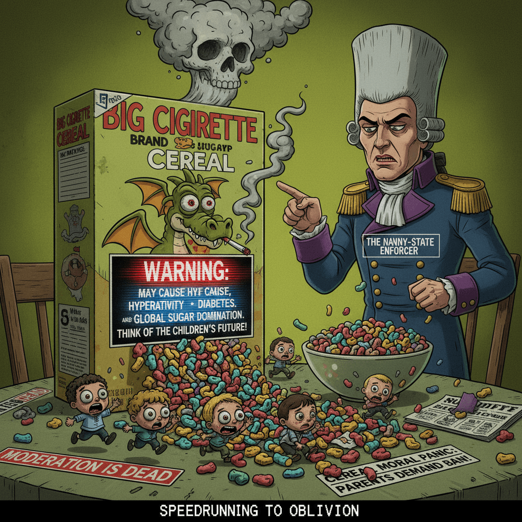 Big Cigarette vibes applied to breakfast cereal, because moderation is dead