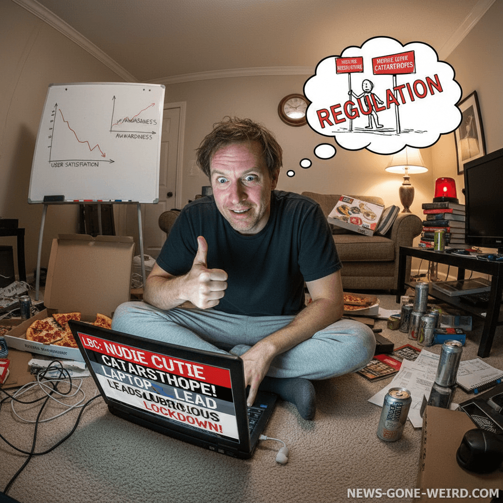 LBC casually announces porn ban with peak awkward laptop guy energy