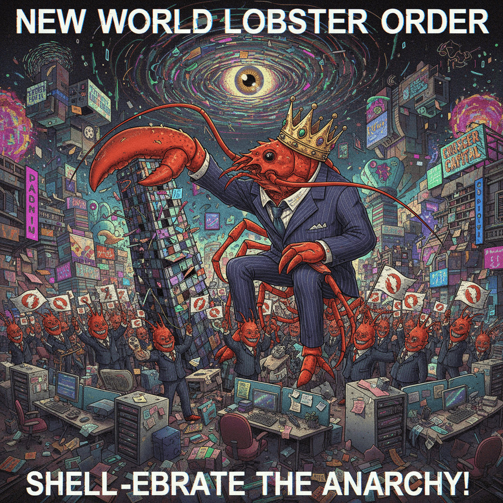 Lobster overlords seize power through architectural chaotic energy