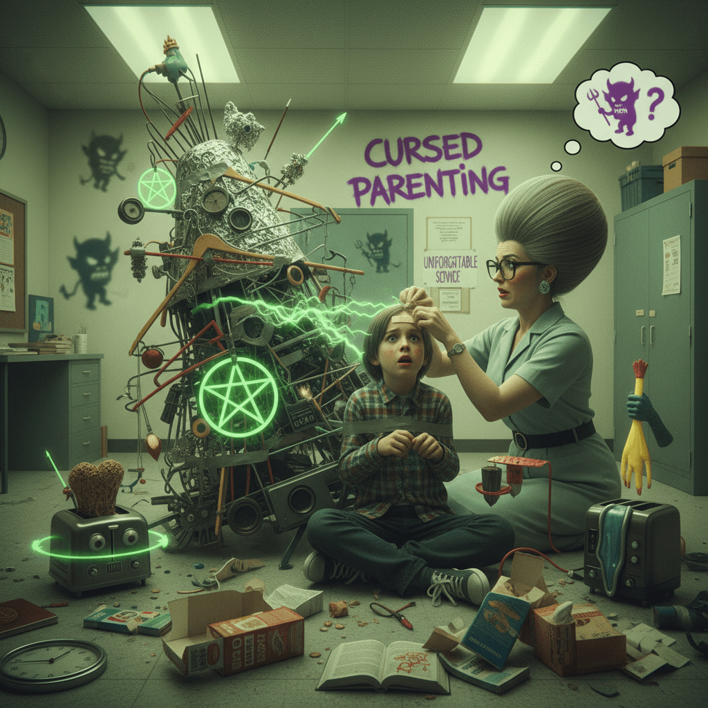 Mom's schizophrenic satan-blocking device creates unforgettable school nurse encounter