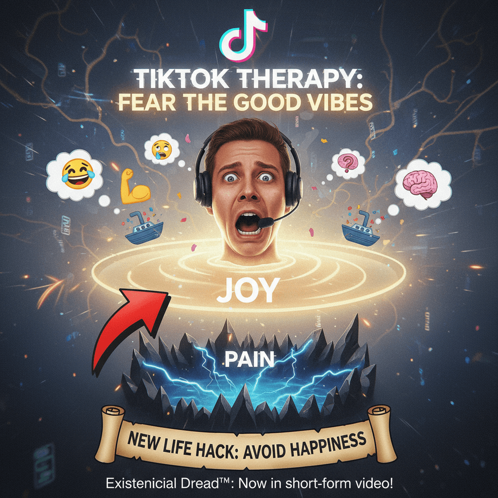 trauma victim learns joy is scarier than pain, probably on TikTok