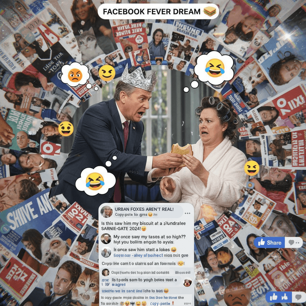 Serious politics meets sarnie theft: peak Facebook chaos