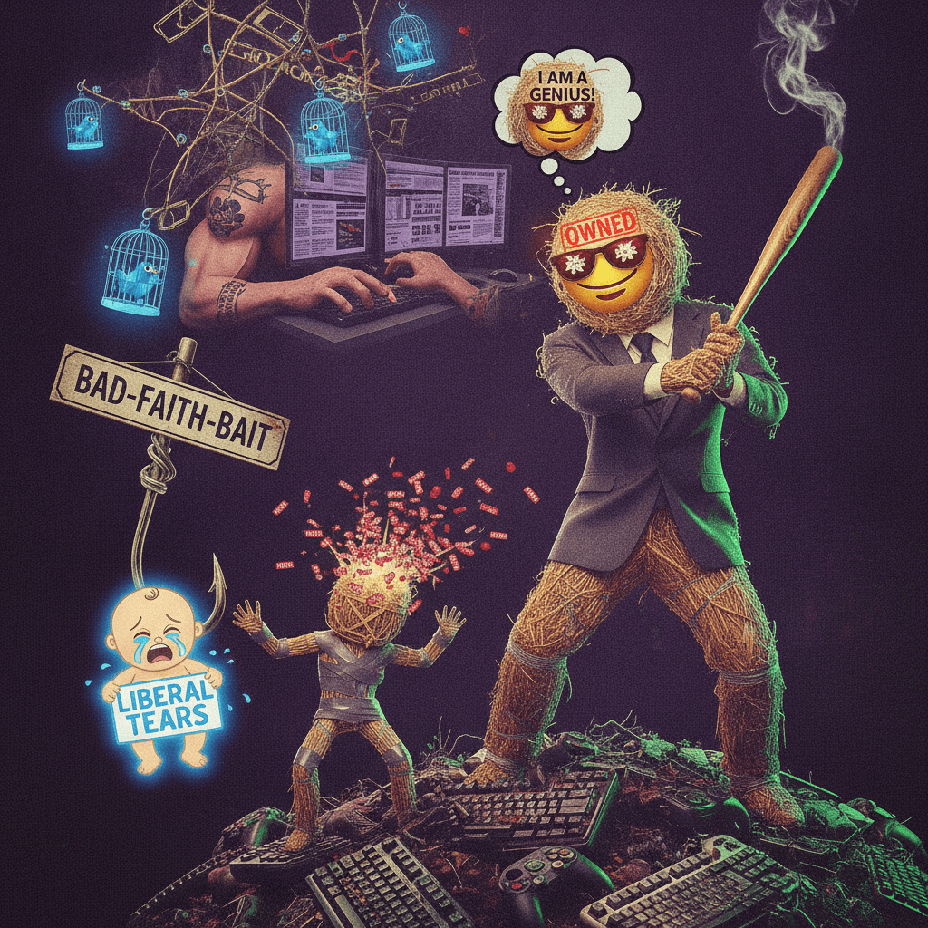 Casually obliterated strawman with zero self-awareness