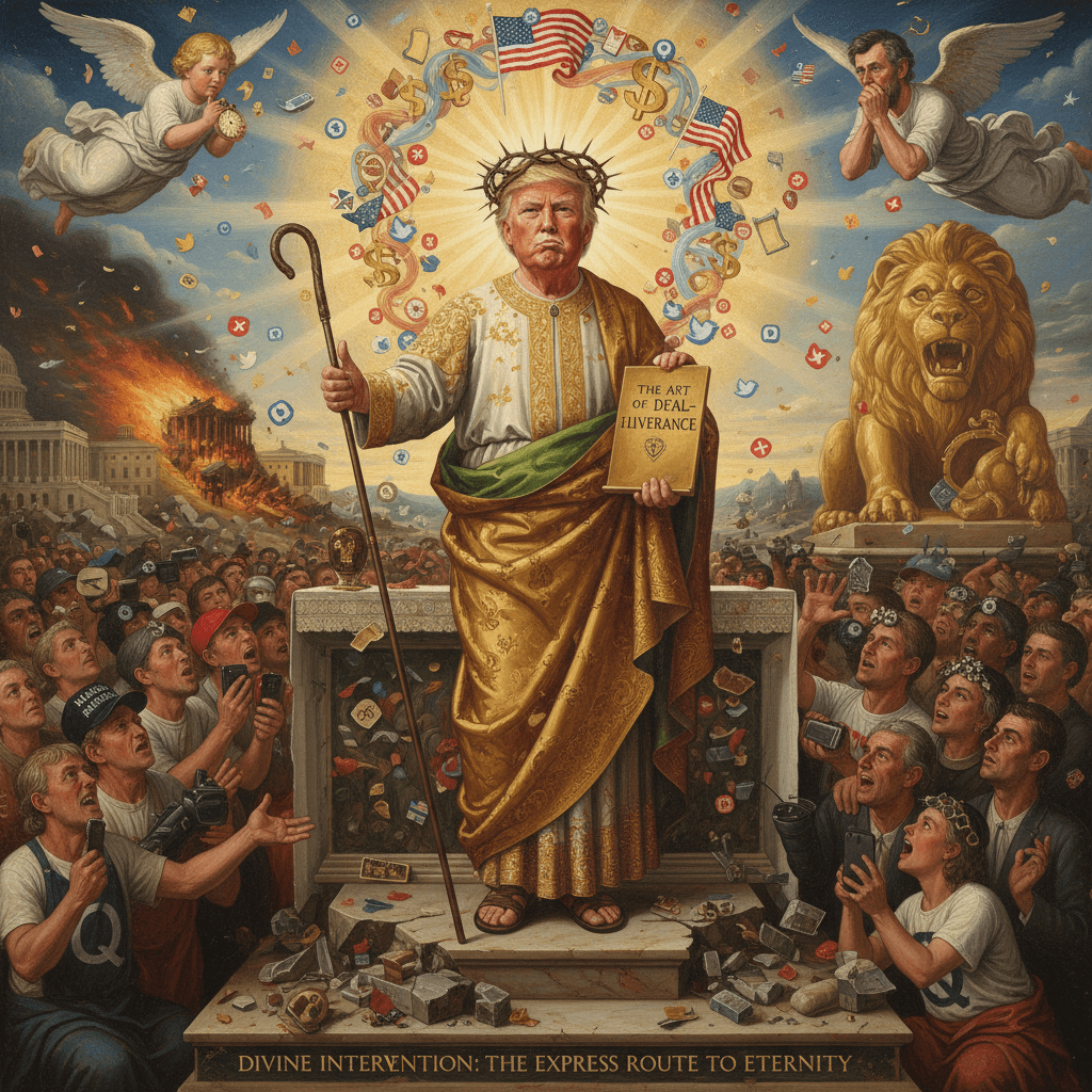 Trump-as-Jesus speedrun: maximum cringe in one divine painting