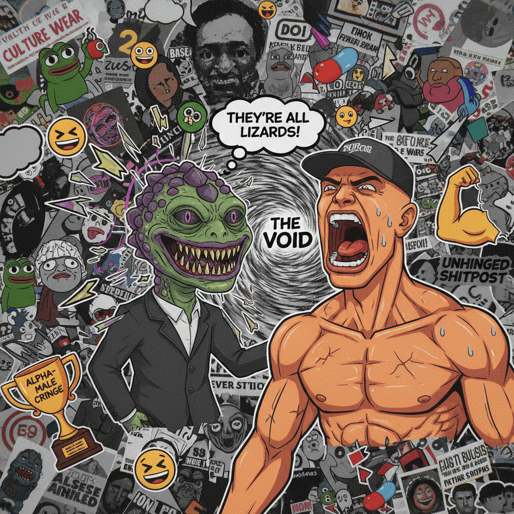 reptilian wojak energy meets faux-alpha screaming into the void