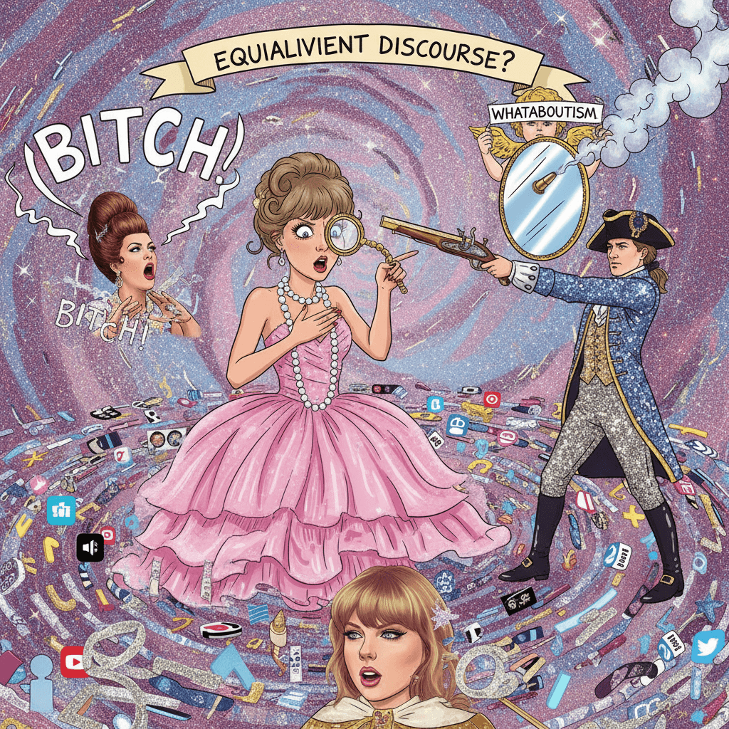 Swift comparison: saying bitch vs shooting someone, totally equivalent discourse