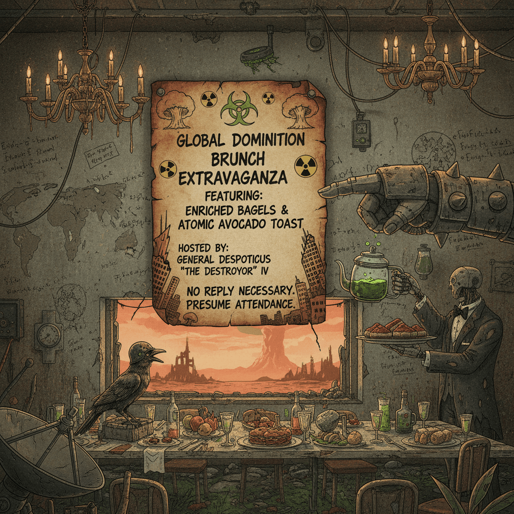 nuclear brunch invitation from the warlord's room, no RSVP