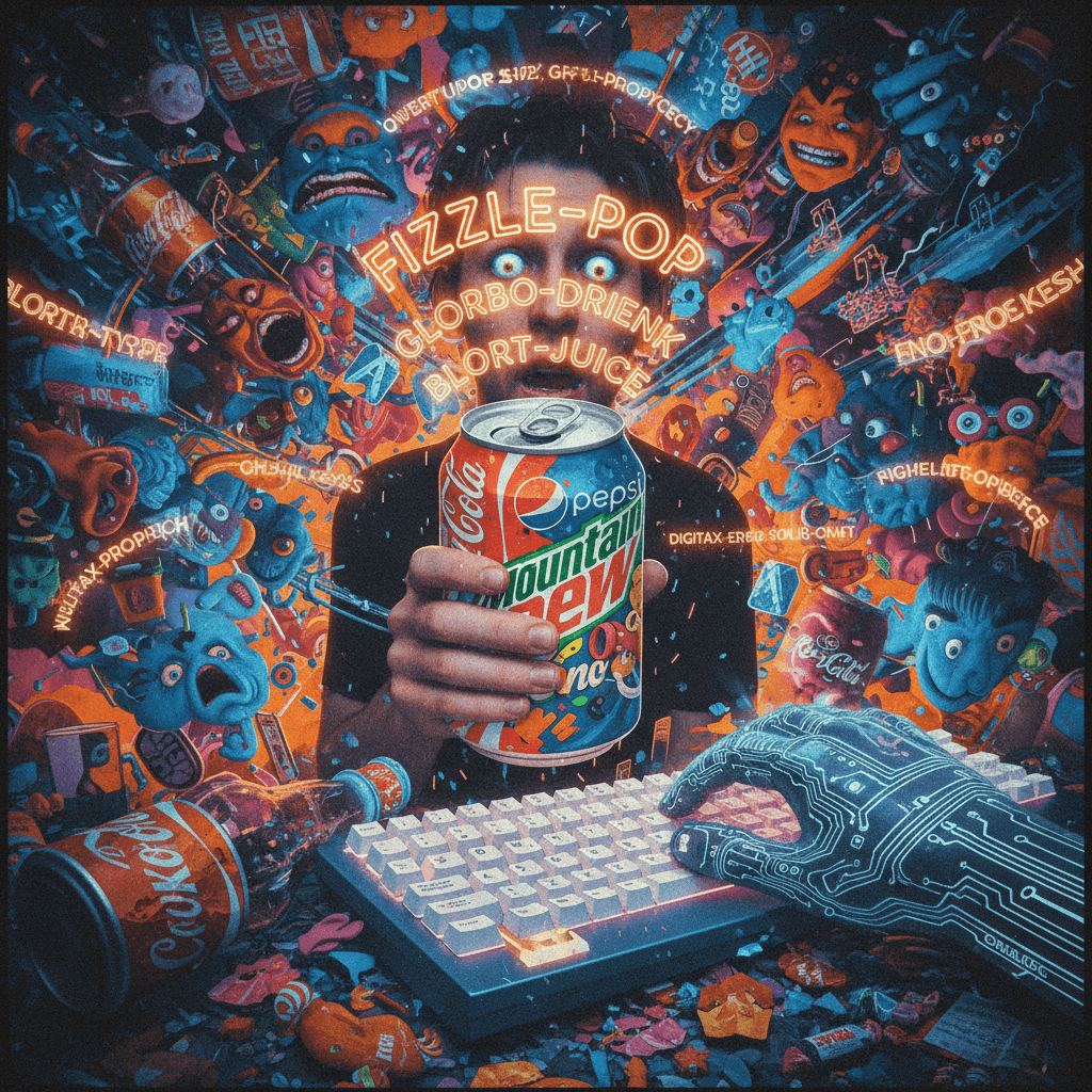 someone's fever dream about soda brands and made-up words