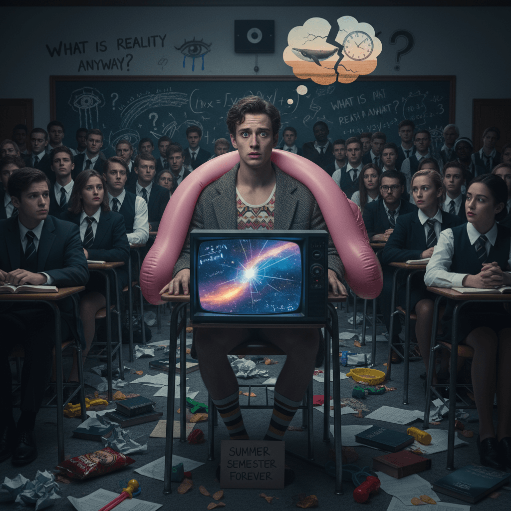 watched show, had existential crisis, wore swimsuit to class, never recovered