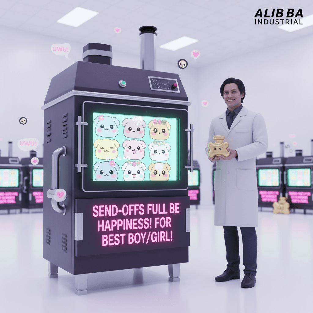 Alibaba sells pet cremator with uwu dog photos, zero self-awareness