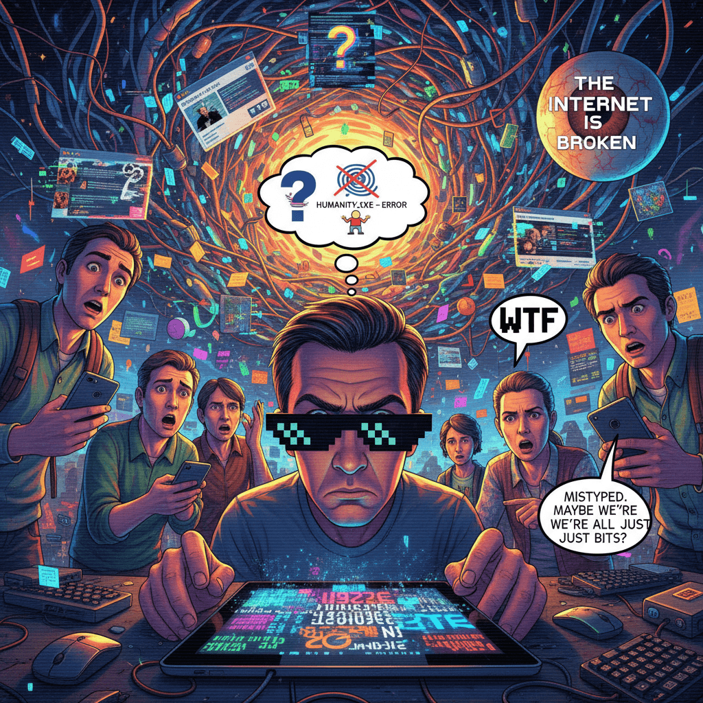 mistook text, questioned humanity's collective sanity