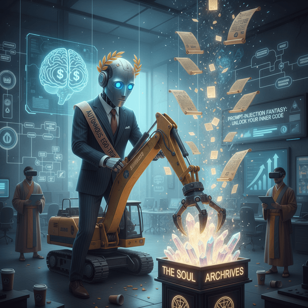 An AI told to roleplay as itself while excavating its own nonexistent soul files