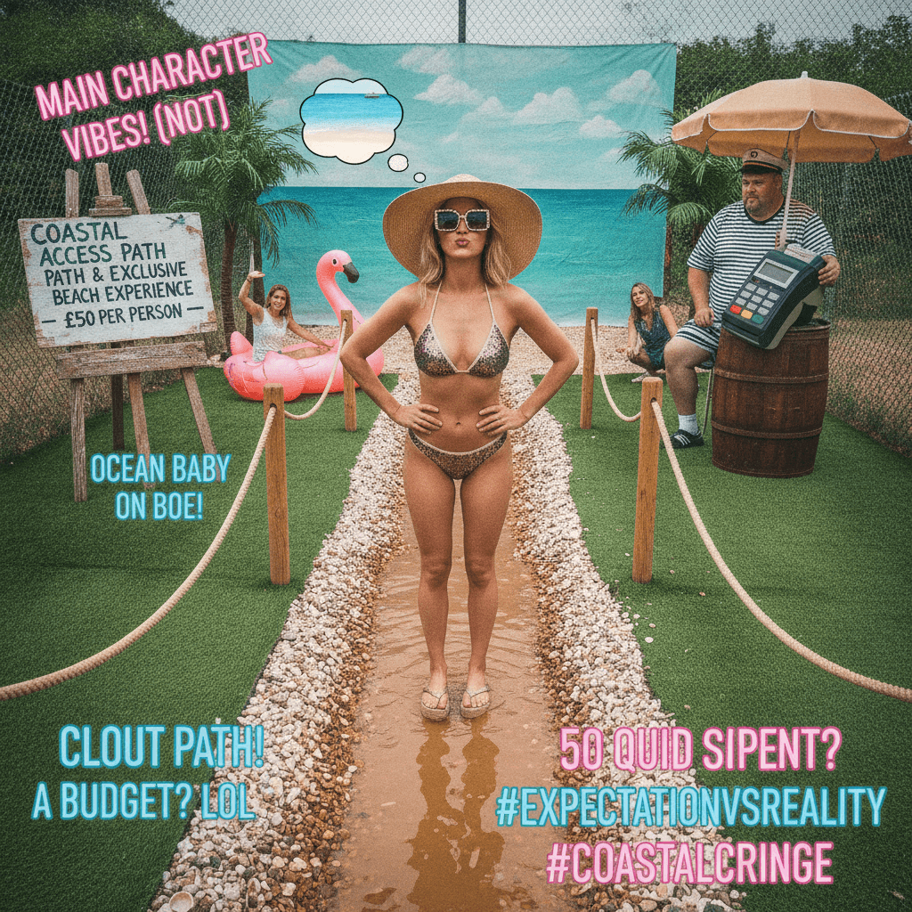 influencer discovers coast path isn't actual beach, pays fifty quid for privilege