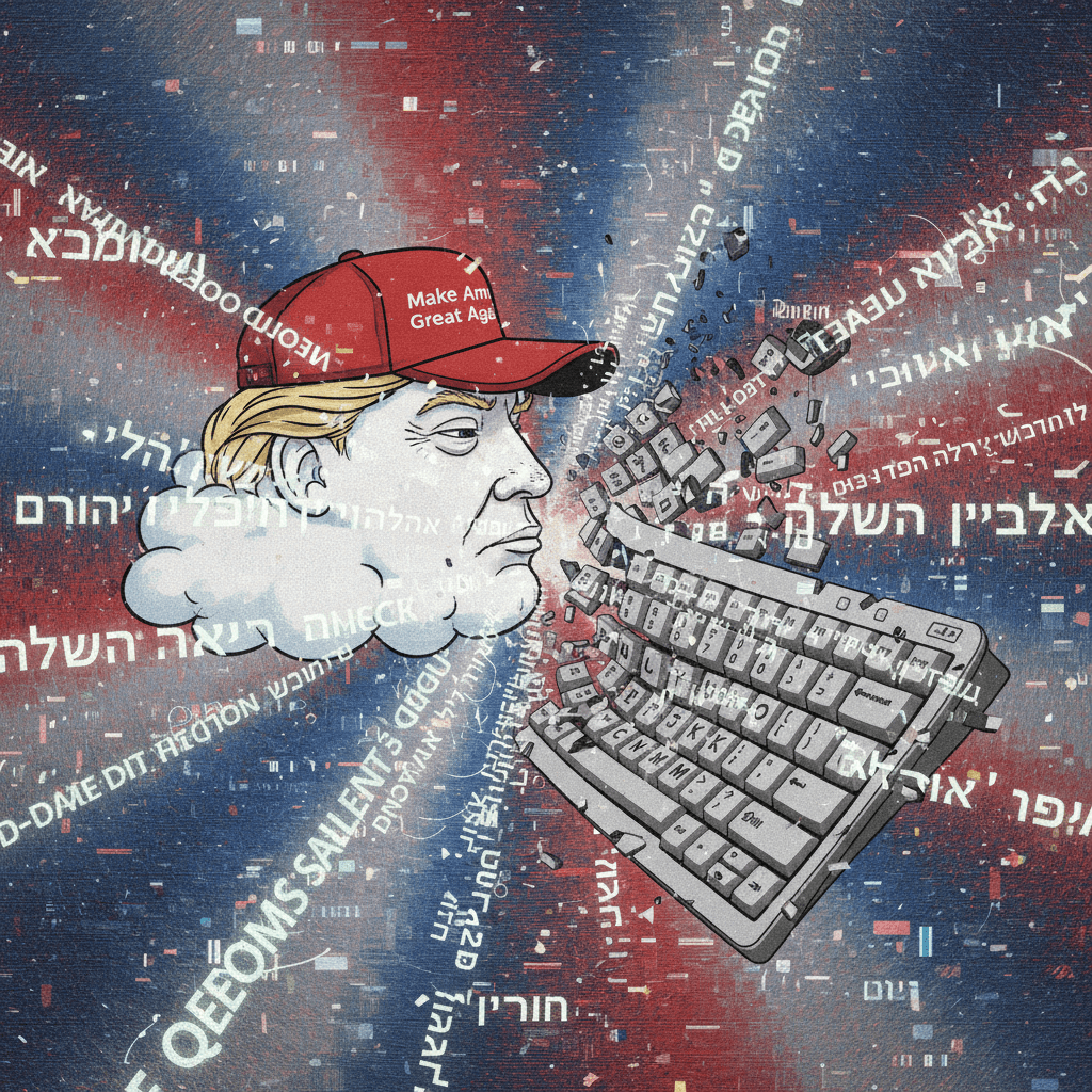 Trump Cloud Benii meets keyboard failure, now with bonus Hebrew