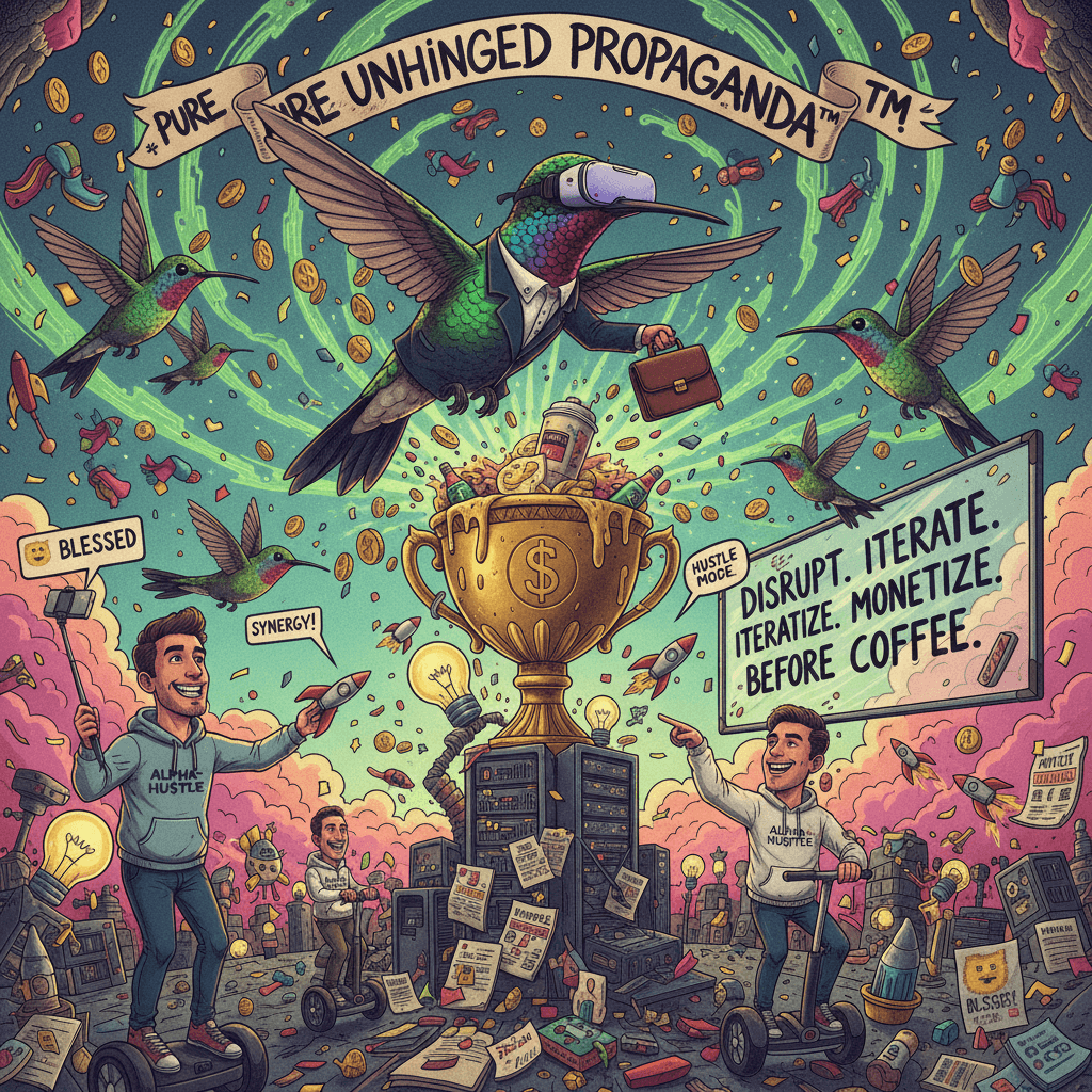 hummingbird hustle meets venture capital fever: pure unhinged startup propaganda