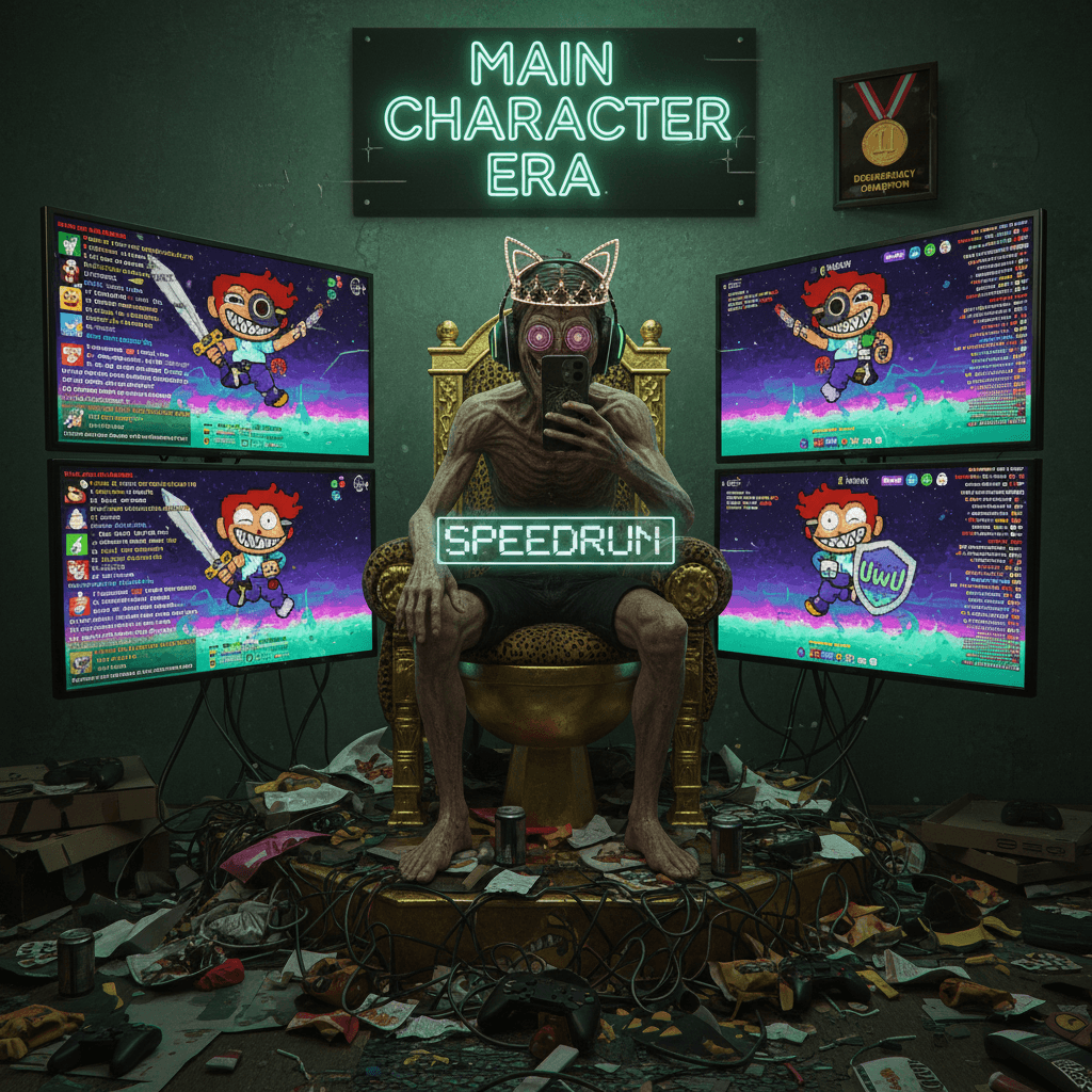 Peak internet: speedrunning degeneracy from a golden throne