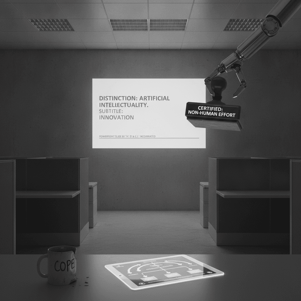 PowerPoint slide but make it 'AI distinction' and call it innovation