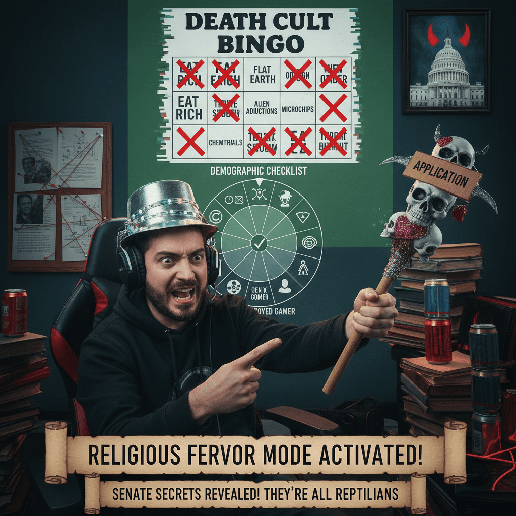 Found the death cult bingo card, now applying it with religious fervor