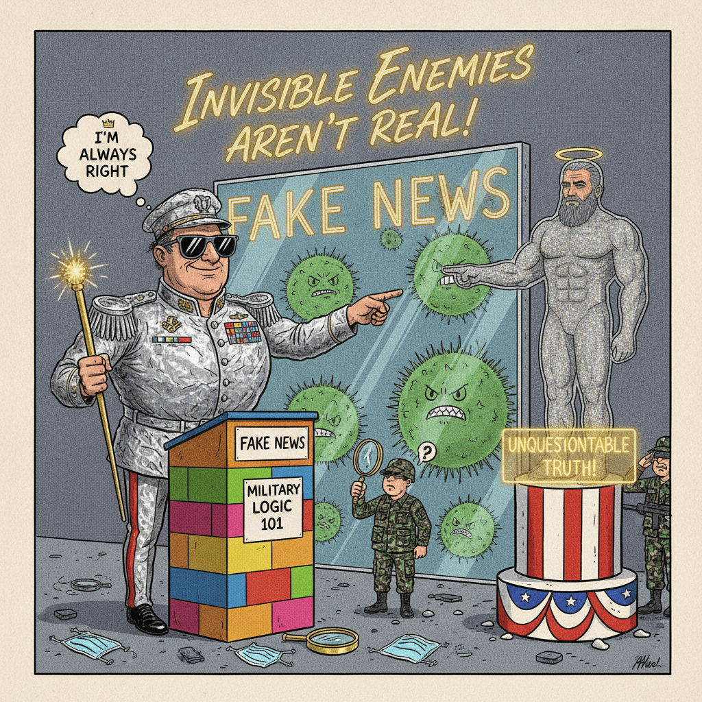 can't see germs = fake, can't see god = real. military logic 101