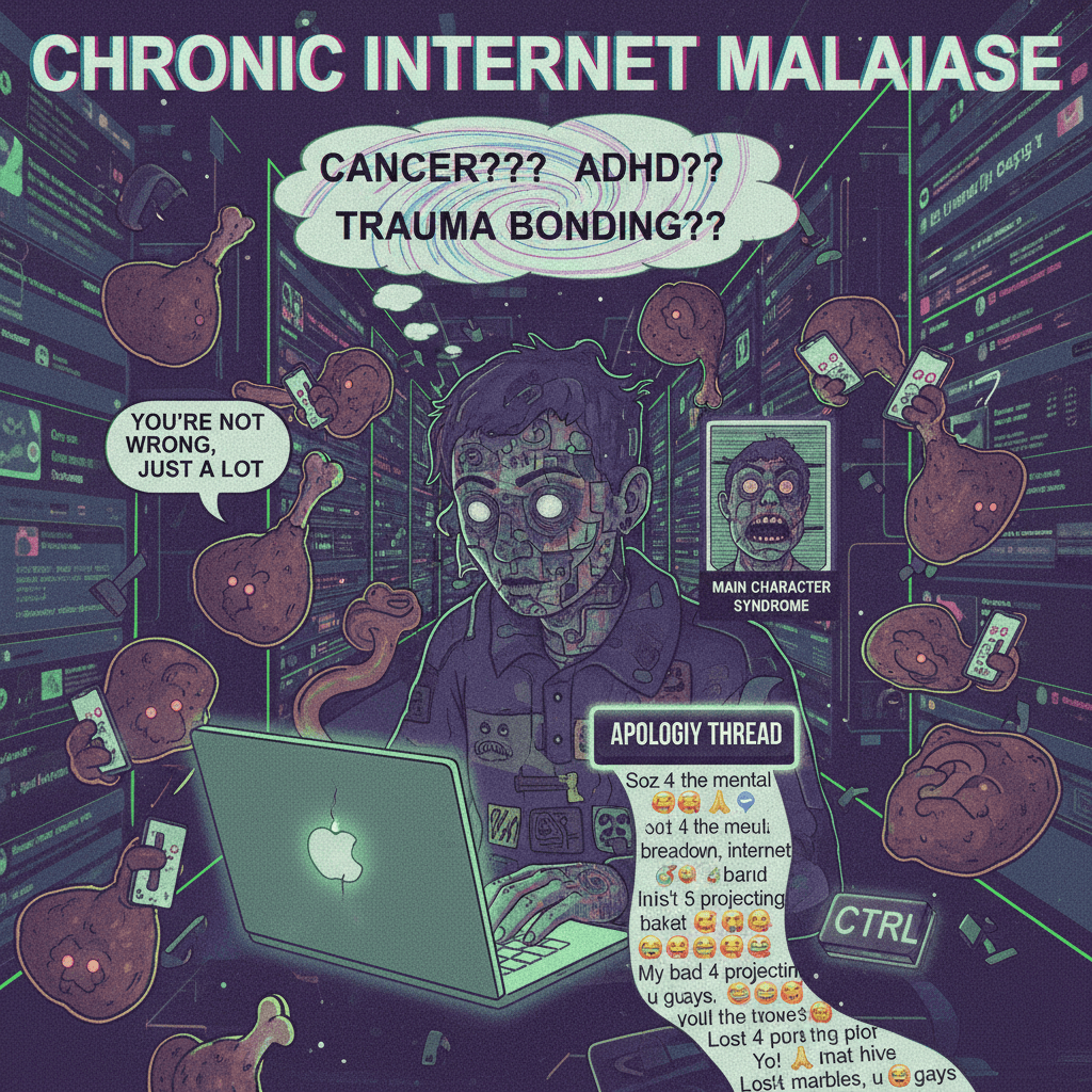 unmedicated posting meets self-aware roast in real time