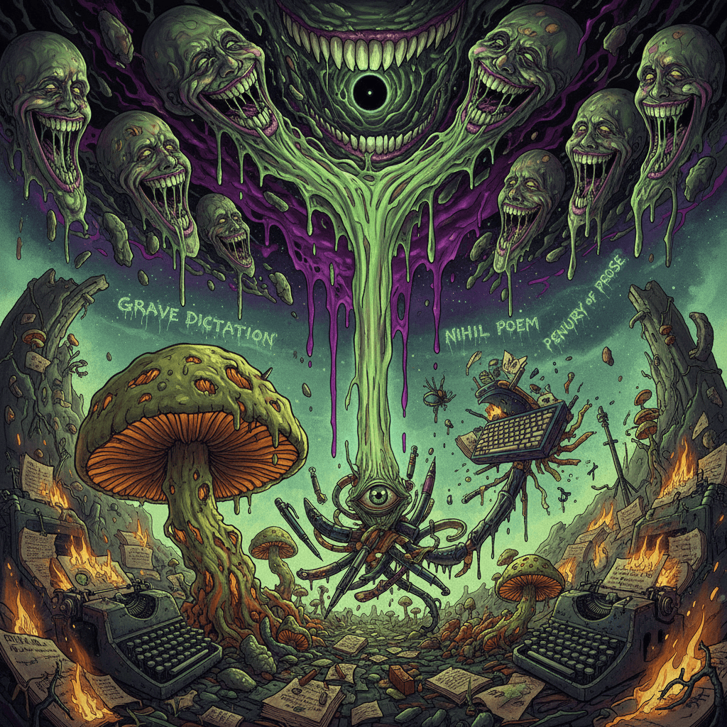 laughter melts faces, mold grows, write or perish: peak slop