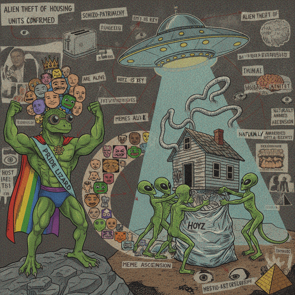 aliens stealing hoyz while memes achieve pride lizard status, naturally
