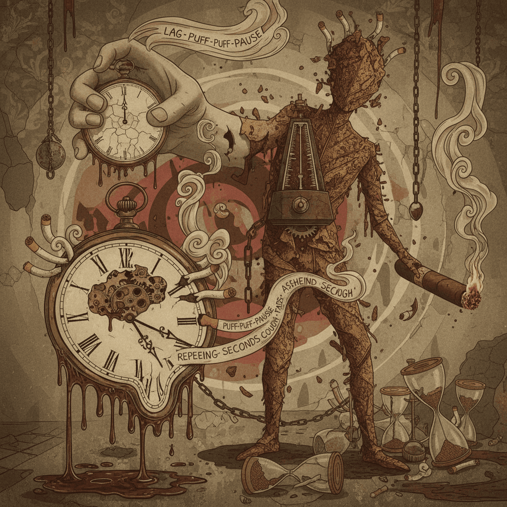 guy's got nicotine-flavored timing issues, apparently