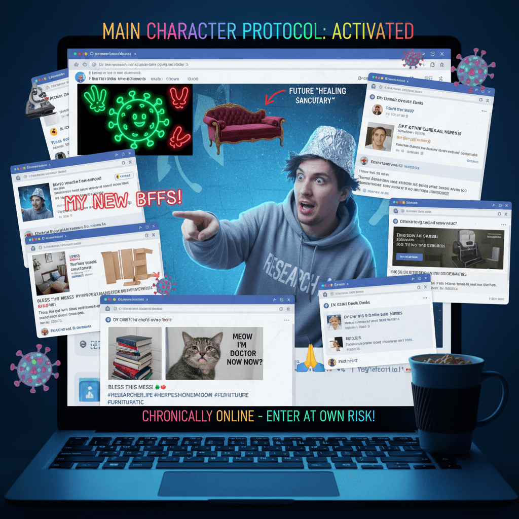 guy's research era begins with herpes diagrams and furniture pics