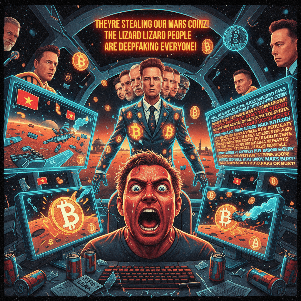 bitcoin martian deepfakes with aggressive caps lock disorder