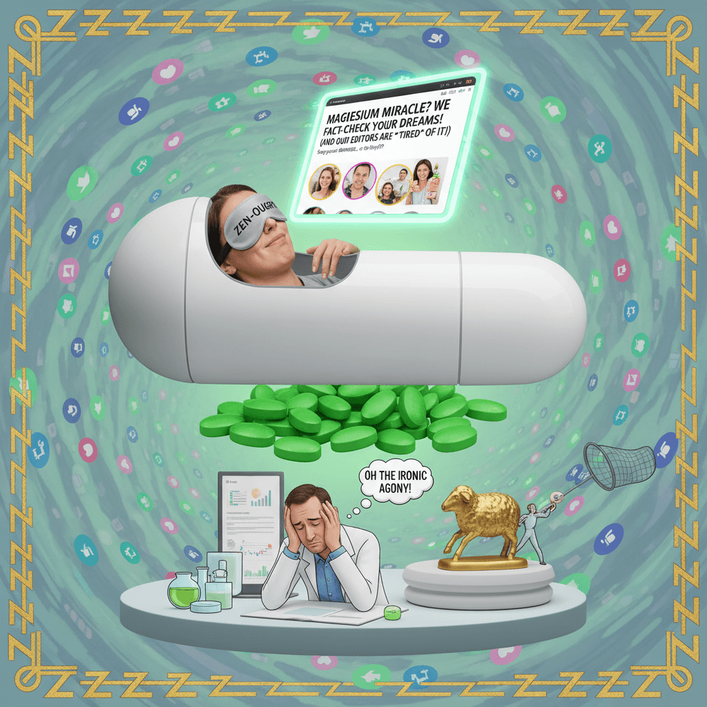 New Scientist critiques magnesium hype with maximum irony via serene sleep photo